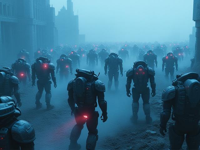 RTSゲーム内のリアルな群集行動を示すスクリーンショット