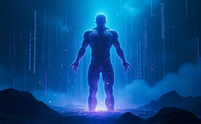 ベクトル場、衝突判定ボリューム、またはニューラルネットワークグラフの抽象的な視覚化。ゲーム物理とAI開発の複雑さを示す