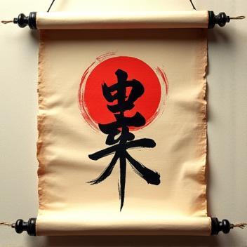 Stylized graphic of a ninja scroll with glowing details