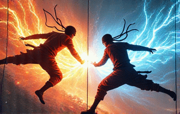 Animated GIF demonstrating manga-style panel transitions in motion graphics