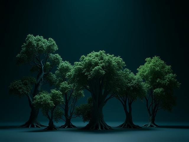 自然なバリエーションを持つ、プロシージャル生成された植物群の3Dモデルコレクション